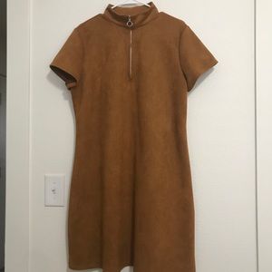 Tan/brown dress. Mid thigh length. Very cute!